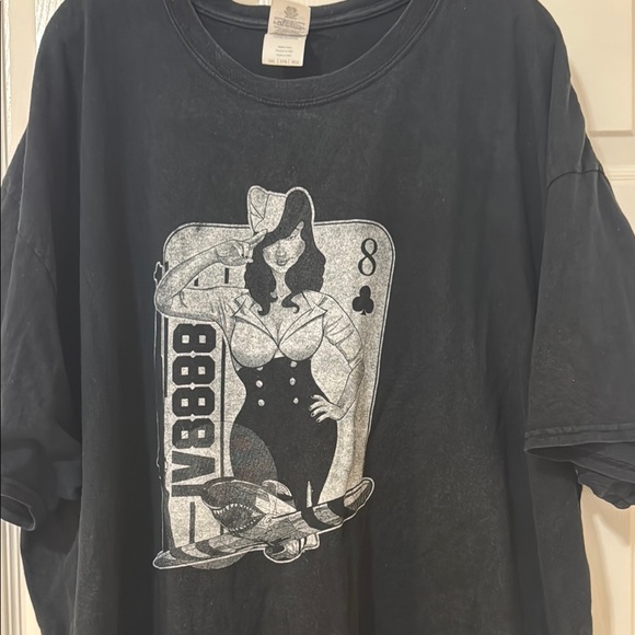 Gildan Men’s Size 3XL Black S/S Tshirt Pin Up Girl Fighter Plane Aviation READ - Picture 1 of 10